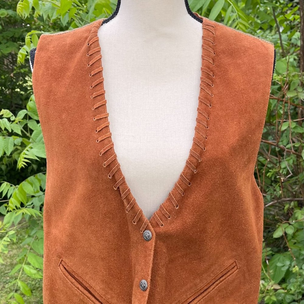 Vintage MonaMode Western Leather Suede Vest Size Medium NWT